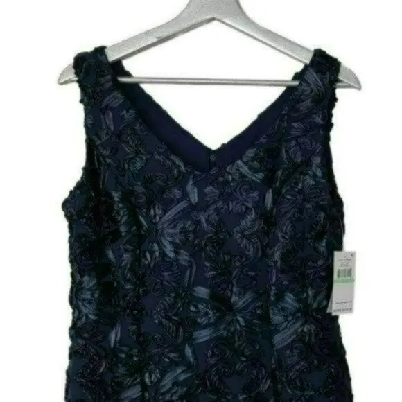 NWT Alex Evening Soutache Embroidered Flounce Hem Sleeveless Hi-Low Dress Shawl