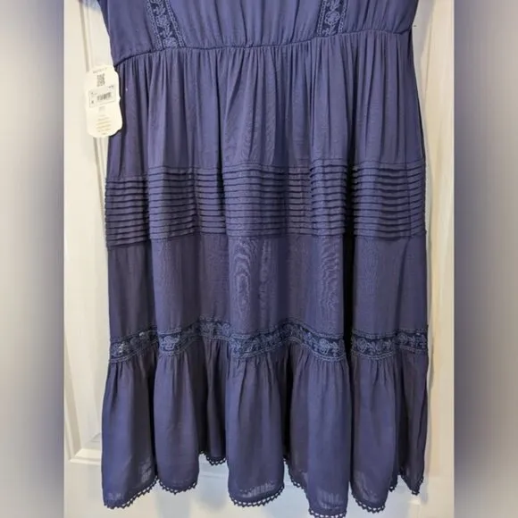 NWT Altar’d State indigo blue tiered embroidered mini dress size XS