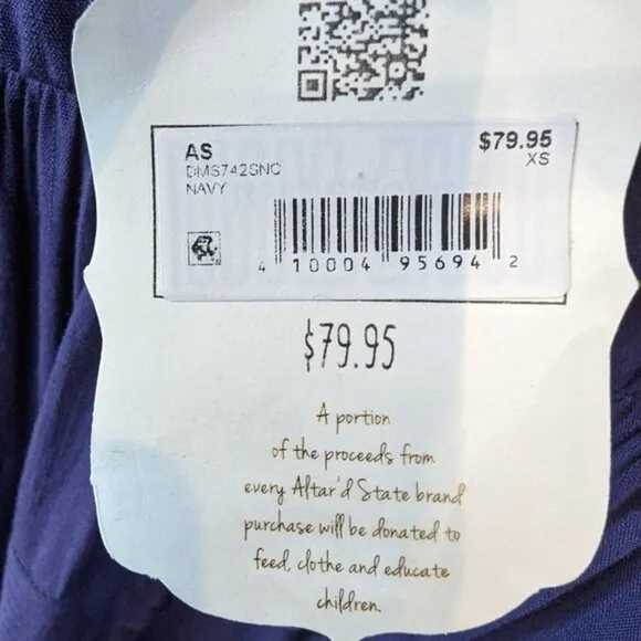NWT Altar’d State indigo blue tiered embroidered mini dress size XS