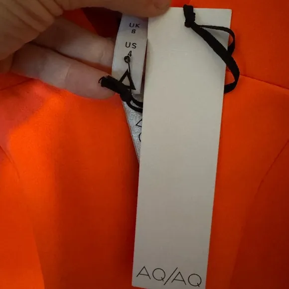 NWT AQ/AQ Neon Long Sleeve Open Back Structured Statement Mini Dress Size 4