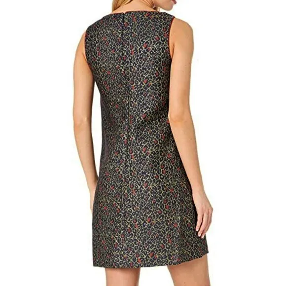 NWT Betsey Johnson Metallic Leopard Print Cocktail Party Mini Shift Dress