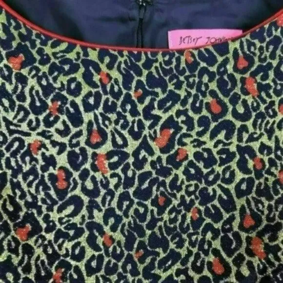 NWT Betsey Johnson Metallic Leopard Print Cocktail Party Mini Shift Dress