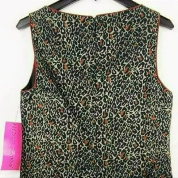 NWT Betsey Johnson Metallic Leopard Print Cocktail Party Mini Shift Dress