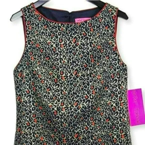 NWT Betsey Johnson Metallic Leopard Print Cocktail Party Mini Shift Dress