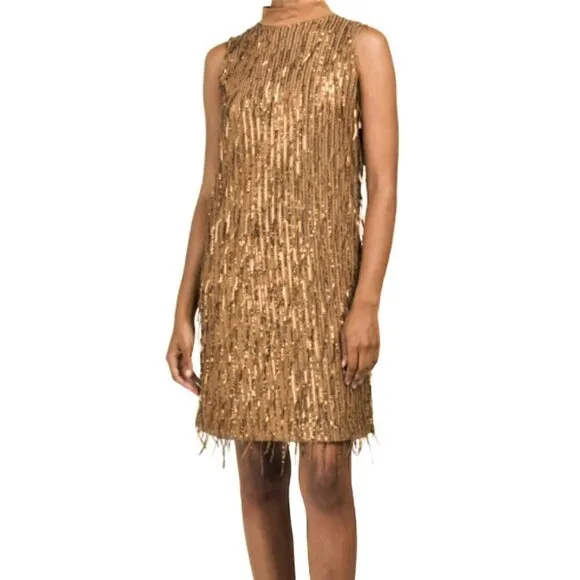 NWT Carla Conti Made in Italy Sequin Fringe Retro Cocktail Party Mini Dress