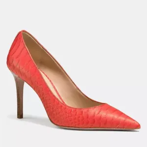 NWT Coach Women's Teddie Heels Leather Pump Shoes in Coral Orange US 9M