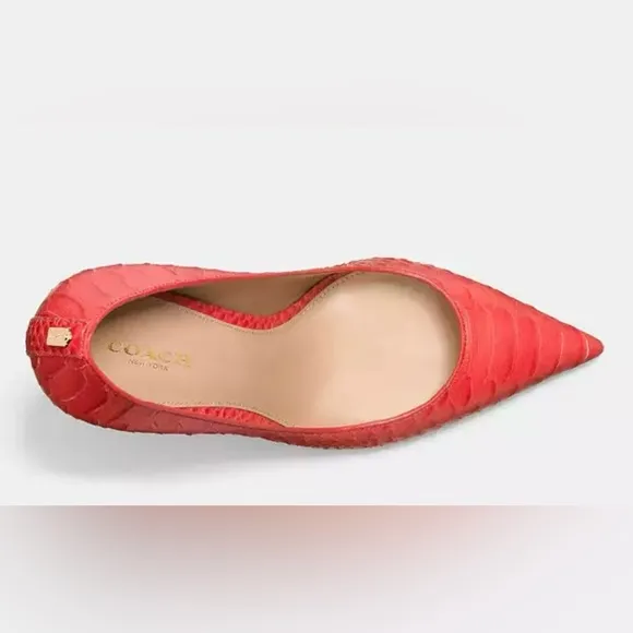 NWT Coach Women's Teddie Heels Leather Pump Shoes in Coral Orange US 9M