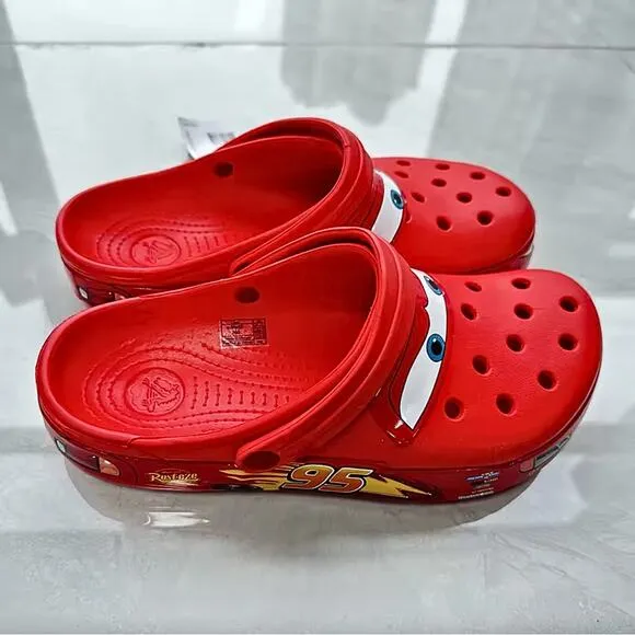 NWT Crocs Lightning McQueen Shoes Slides Red Size M4-M10 W6-W12 Cars Disney