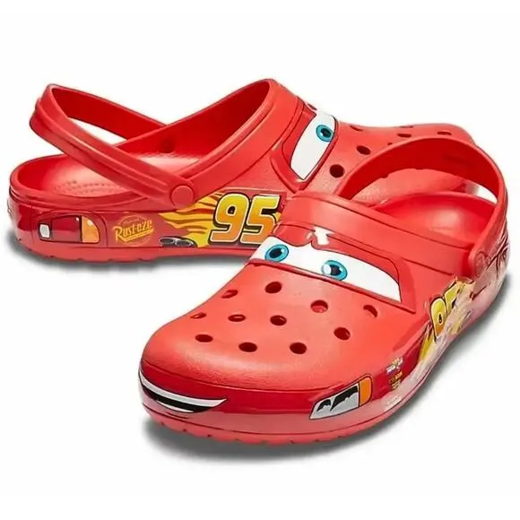 NWT Crocs Lightning McQueen Shoes Slides Red Size M4-M10 W6-W12 Cars Disney