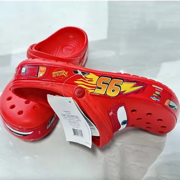 NWT Crocs Lightning McQueen Shoes Slides Red Size M4-M10 W6-W12 Cars Disney