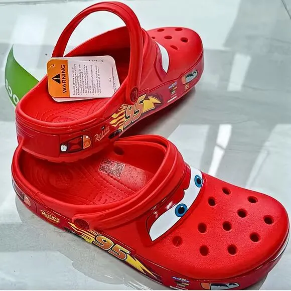 NWT Crocs Lightning McQueen Shoes Slides Red Size M4-M10 W6-W12 Cars Disney