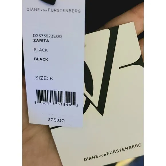 NWT Diane von Furstenberg Black Zarita Lace Dress size US 8