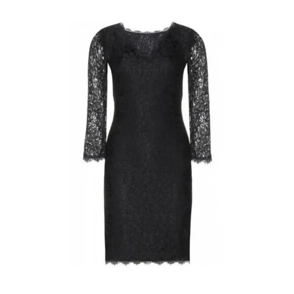 NWT Diane von Furstenberg Black Zarita Lace Dress size US 8