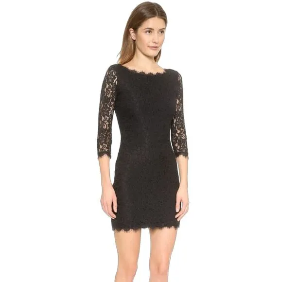 NWT Diane von Furstenberg Black Zarita Lace Dress size US 8
