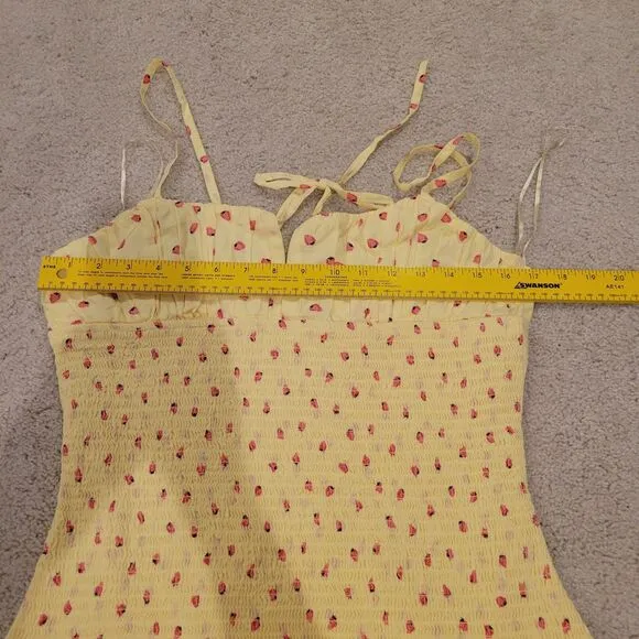 NWT Free People Lavender Daze Dress Strawberry Lemon Combo Yellow Midi Sz Large