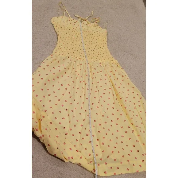 NWT Free People Lavender Daze Dress Strawberry Lemon Combo Yellow Midi Sz Large
