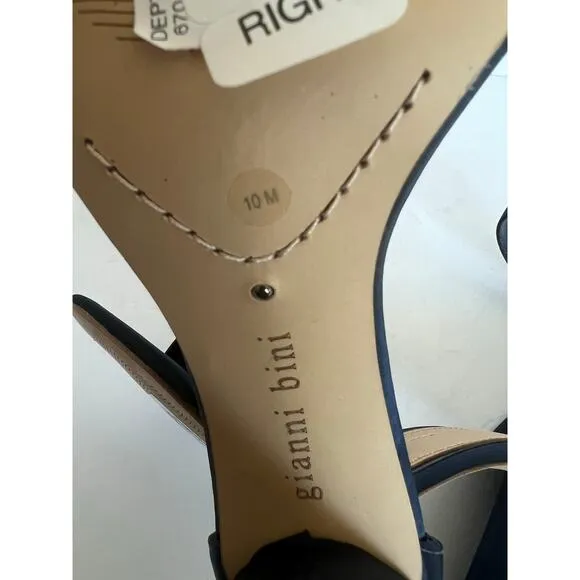NWT Gianni Bini Joenah Navy Satin Ankle Strap Block Heel 2 Pc Dress Sandals 10M