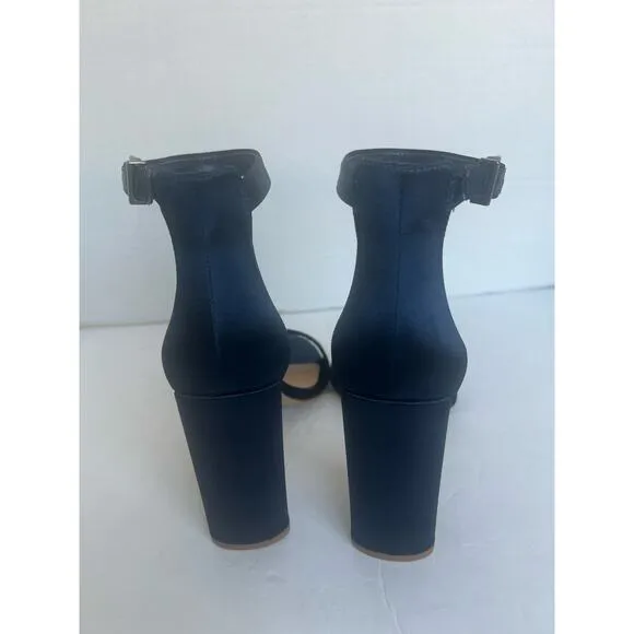 NWT Gianni Bini Joenah Navy Satin Ankle Strap Block Heel 2 Pc Dress Sandals 10M