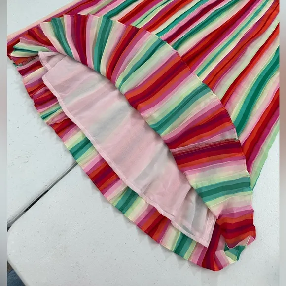 NWT J. Crew Sunburst Pleated Midi Skirt In Watermelon Stripe