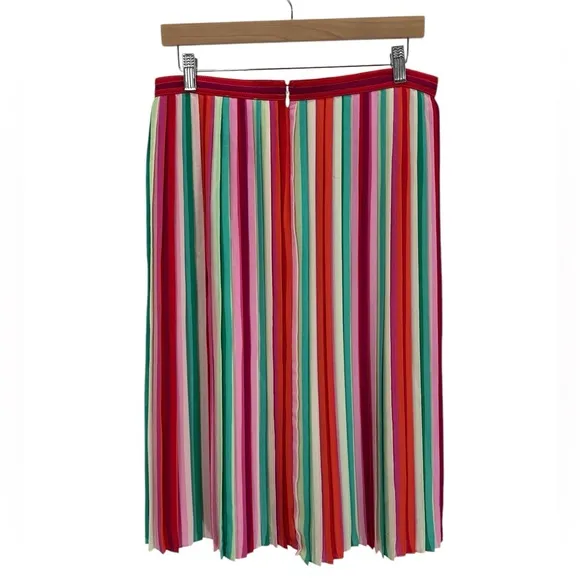 NWT J. Crew Sunburst Pleated Midi Skirt In Watermelon Stripe