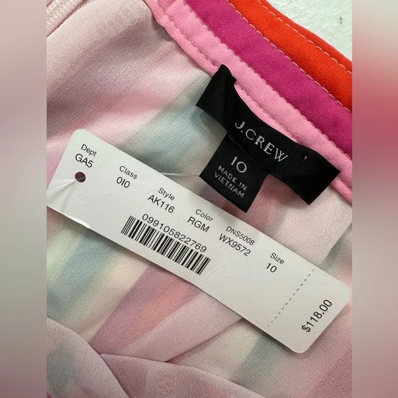 NWT J. Crew Sunburst Pleated Midi Skirt In Watermelon Stripe