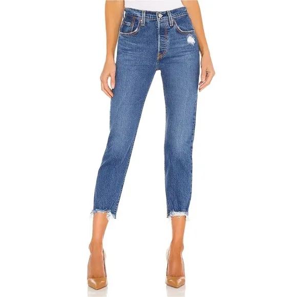 NWT Levi's 501 Original Cropped Distressed Denim