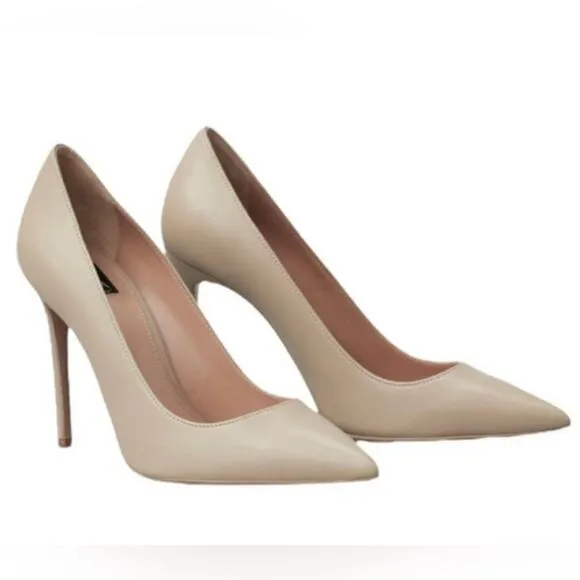 NWT Lita By Ciara Solid Point Toe Womens Sand Leather Pumps Heels Shoes Size 38
