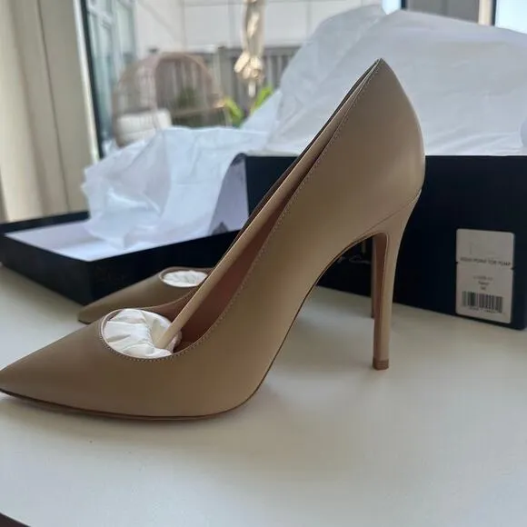 NWT Lita By Ciara Solid Point Toe Womens Sand Leather Pumps Heels Shoes Size 38
