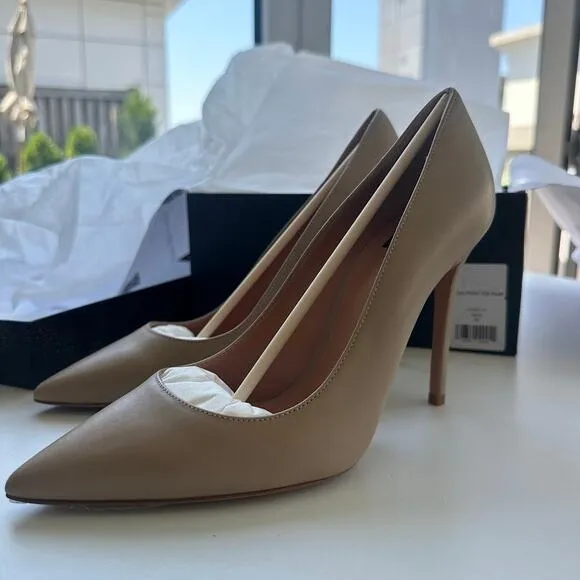 NWT Lita By Ciara Solid Point Toe Womens Sand Leather Pumps Heels Shoes Size 38