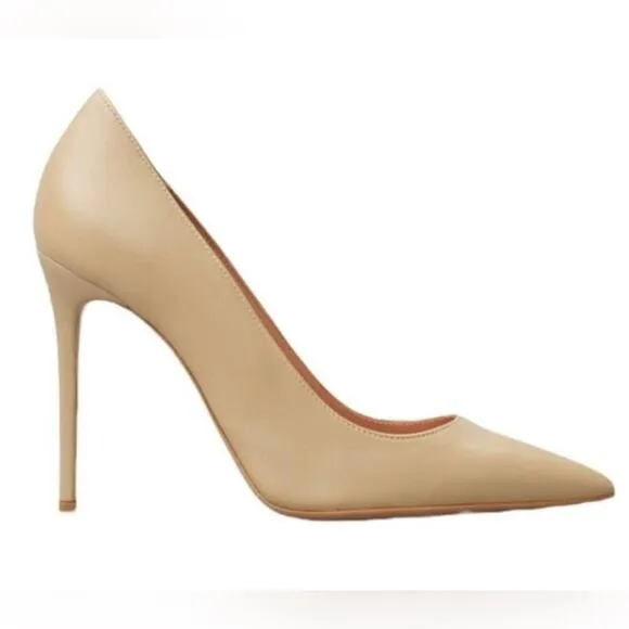 NWT Lita By Ciara Solid Point Toe Womens Sand Leather Pumps Heels Shoes Size 38