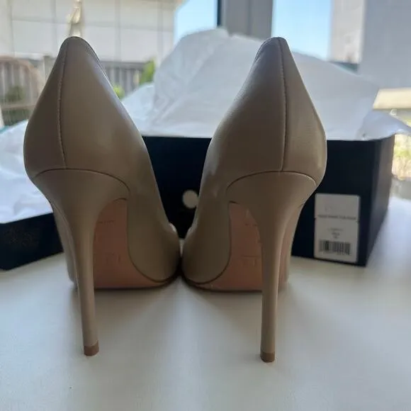 NWT Lita By Ciara Solid Point Toe Womens Sand Leather Pumps Heels Shoes Size 38