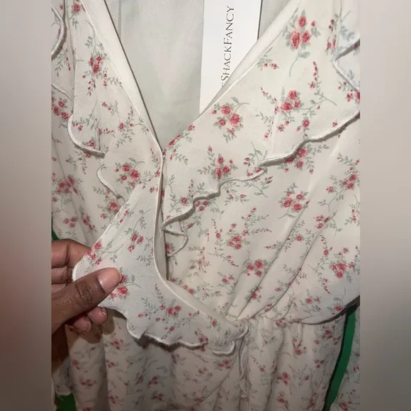 NWT LoveShackFancy Floral Ruffle Wrap Mini Dress Size Small