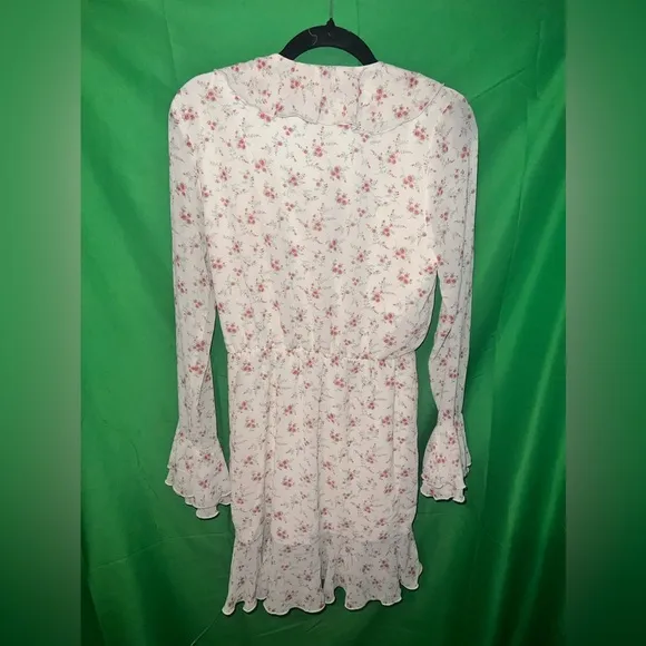 NWT LoveShackFancy Floral Ruffle Wrap Mini Dress Size Small