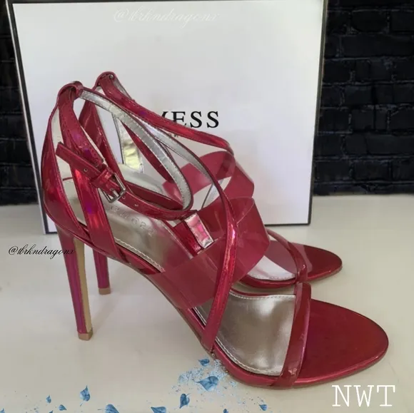 NWT Pink Shimmer Heeled Sandal Gorgeous Poppin Pink 🩷 Strappy Sandals