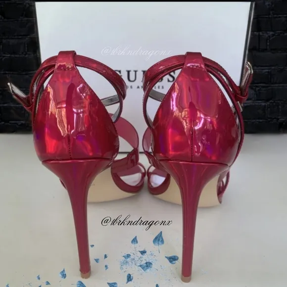 NWT Pink Shimmer Heeled Sandal Gorgeous Poppin Pink 🩷 Strappy Sandals