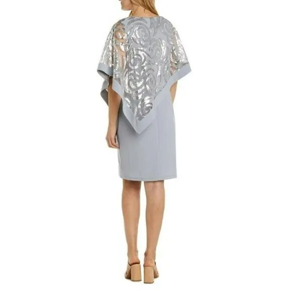 NWT R&amp;M RICHARDS Plus Swirl Sequin Poncho Party Cocktail Mini Dress