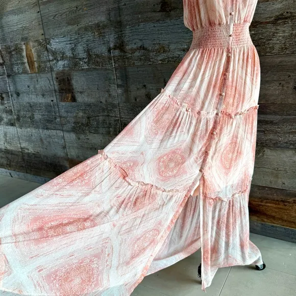 NWT Ramy Brook Poppy Printed Silk Blend Maxi Dress Goddess Flowy Feminine Rose S