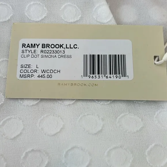 NWT Ramy Brook Simona Clip‎ Dot Mini Blouson White Dress Size Large