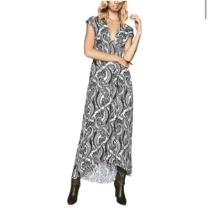 NWT Reiss Ida Black/White Paisley Maxi Dress size 0