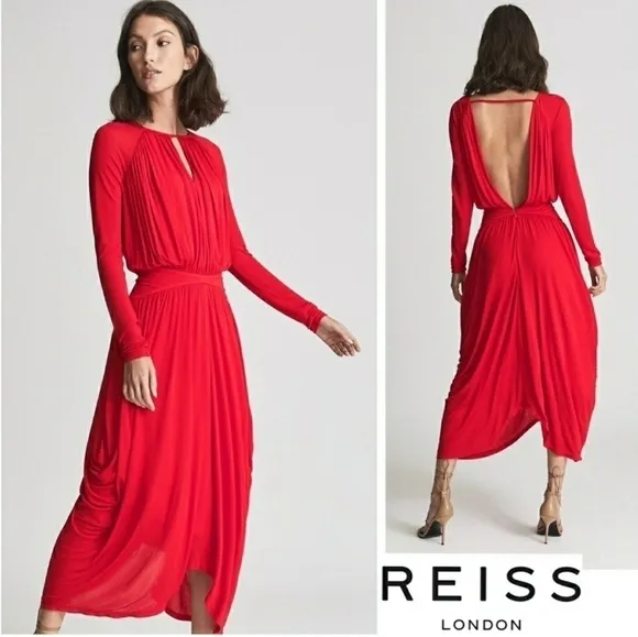 NWT REISS London Savannah Jersey Drape Cocktail Dress Size 6