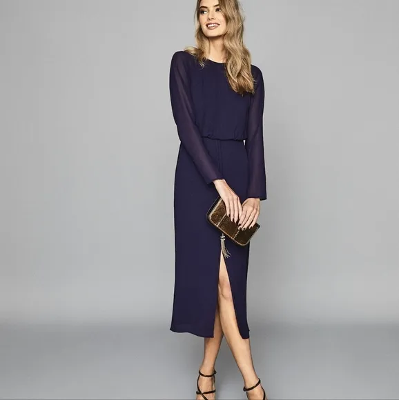 NWT REISS | Mylee Midi Chiffon Dress