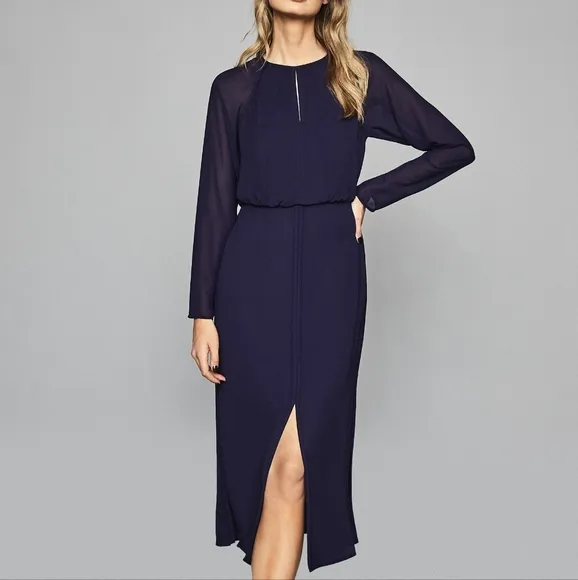 NWT REISS | Mylee Midi Chiffon Dress