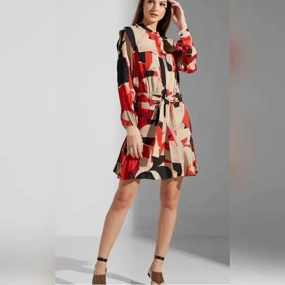 NWT REISS Theo-Linear Floral Shirt Dress Size 6