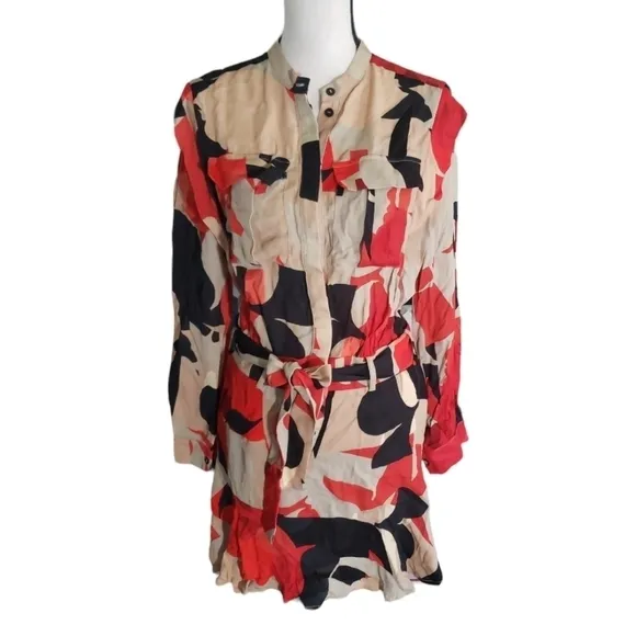 NWT REISS Theo-Linear Floral Shirt Dress Size 6