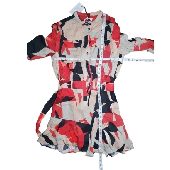 NWT REISS Theo-Linear Floral Shirt Dress Size 6