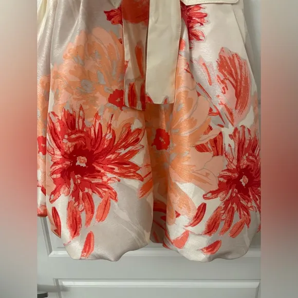 NWT Samuel Dong Cream Coral Ruffle Bubble Sleeveless Dress (XS) Small Medium 6 8