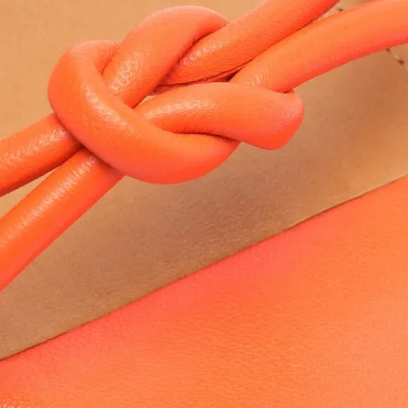 NWT! Schutz Binky Orange‎ Leather Strappy Sandals Block Heel Ankle Tie Party 9