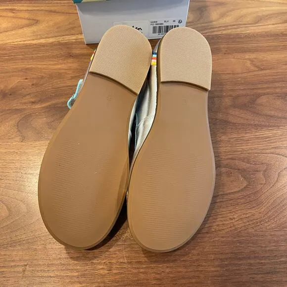 NWT Size 36 Mini Boden Mary Janes Silver Rainbow