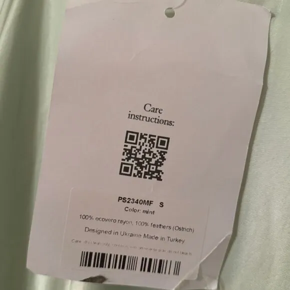 NWT Sleeper Boheme Mini Slip Dress with Feathers in Mint