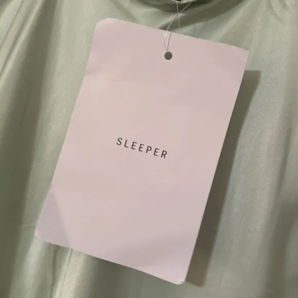 NWT Sleeper Boheme Mini Slip Dress with Feathers in Mint